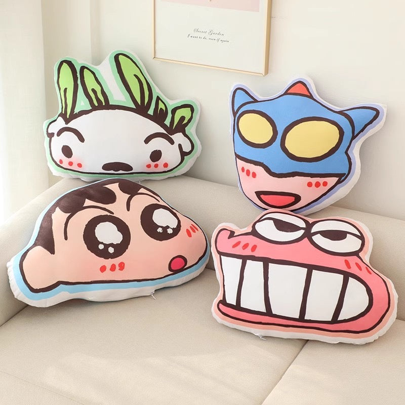 Shinchan + Action Kamen Face Pillow Set