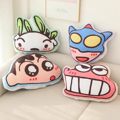 Shinchan + Action Kamen Face Pillow Set